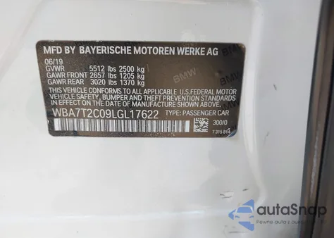 2020 BMW 740I из США, поврежденный, VIN WBA7T2C09LGL17622